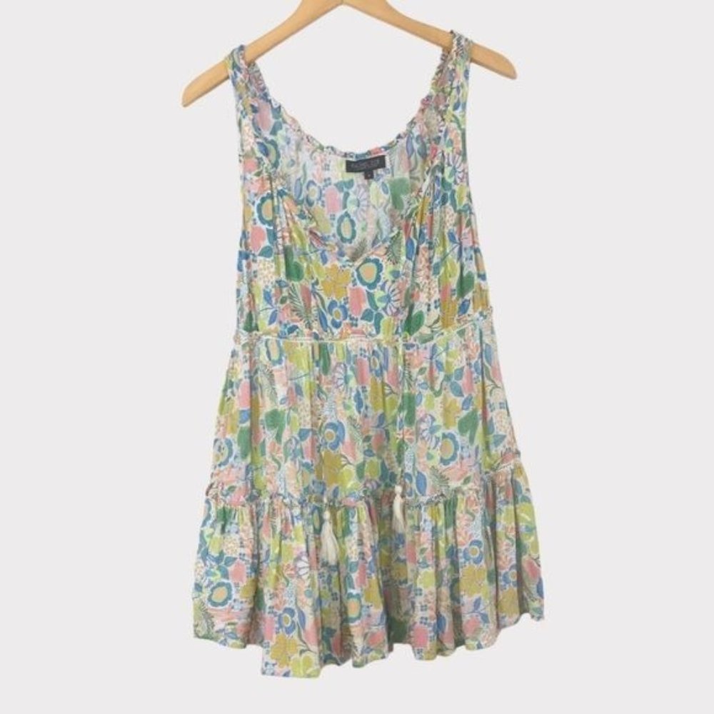 RACHEL ZOE Tiered Floral Babydoll Mini Dress Size Small
